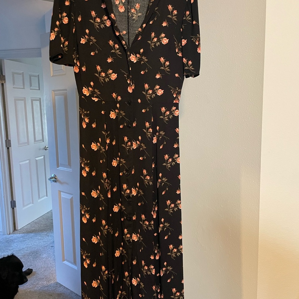 Reformation Black Floral Maxi Dress